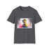 Vibrant charcoal cotton t-shirt featuring watercolor neon Baby Groot graphic