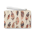 Boho Feathers Clutch Bag with intricate feather pattern for bohemian style.