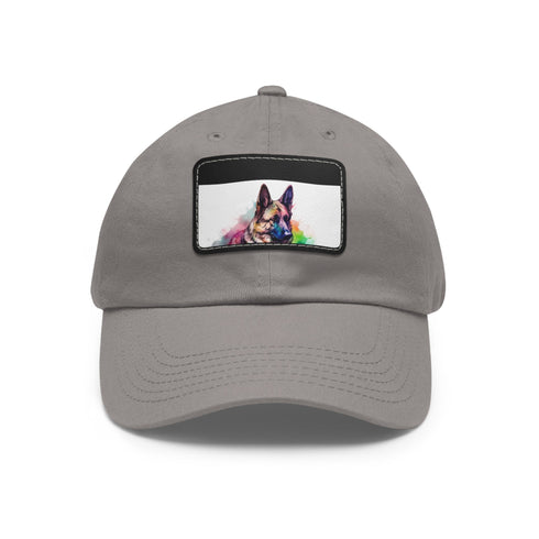German Shepherd PupPrint Baseball Cap in White with Light Brown Patch