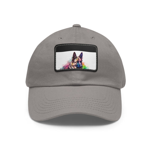 German Shepherd PupPrint White Baseball Cap with Light Brown Patch