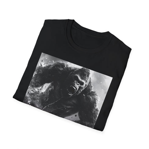 Charcoal crew neck t-shirt featuring bold King Kong skyscraper design