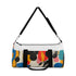 Abstract bright geometric duffel bag with bold colors for trendy travelers.