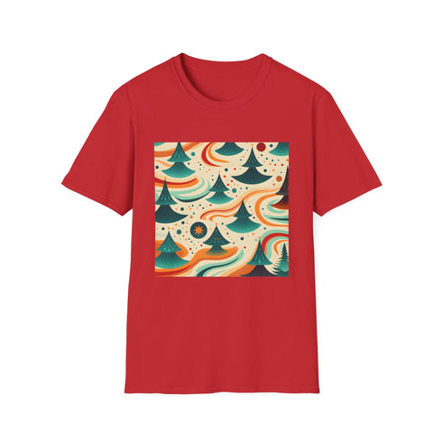Psychedelic charcoal T-shirt with oceanic patterns and crew neck design