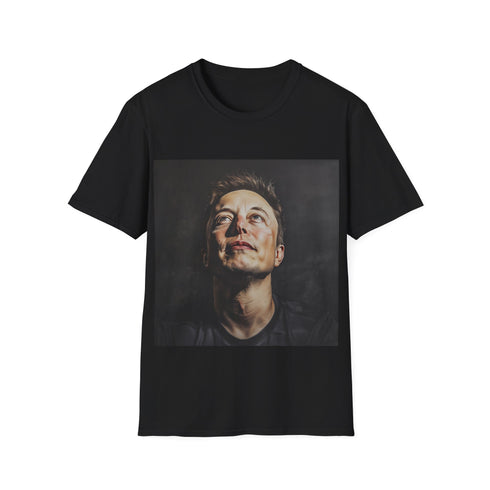 Trendy charcoal tee with Elon Musk design in size small.