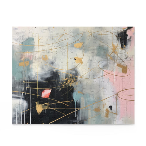 Abstract mint and gold acrylic puzzle with 120 pieces.