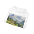 Swiss Alps Hoodie in Navy S size, Mountain Watercolor Design.