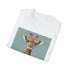 Hipster Giraffe T-Shirt in Charcoal, Small - Unisex Regular Fit.