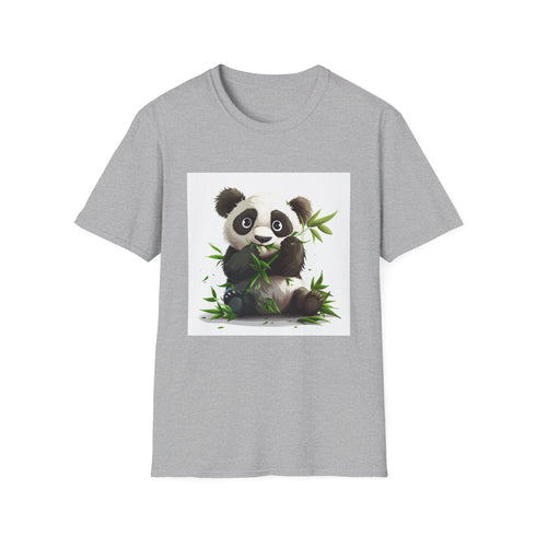 Panda picnic charcoal t-shirt bamboo design for men and women.