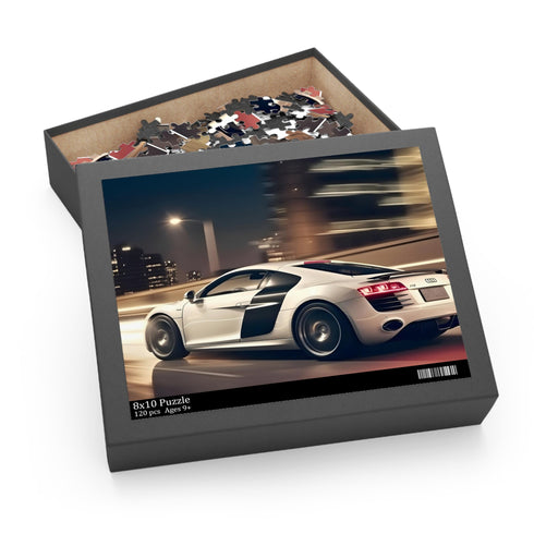 Audi R8 high-speed jigsaw puzzle with vibrant colors and intricate details.