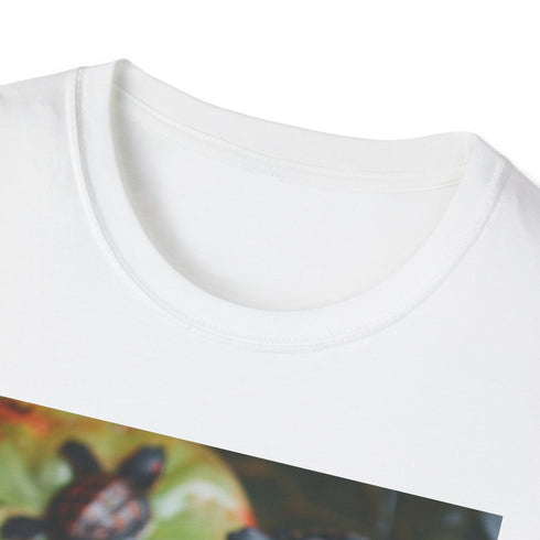 "Ocean Explorers baby turtle t-shirt, charcoal cotton crew neck summer pick"