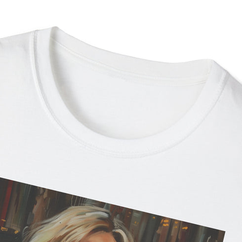 Charcoal cotton T-shirt with J.K. Rowling portrait evokes literary magic