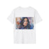 Watercolor Kim Kardashian tee in charcoal with crew neck for summer.