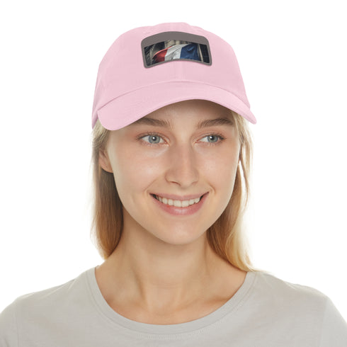 French pride flag baseball cap with iconic tricolor design on rectangle patch.