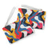 Colorful abstract clutch bag with bold, bright seamless pattern.