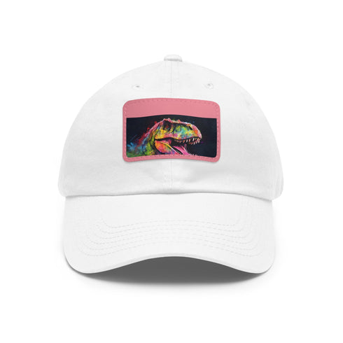 Neon Trex Watercolor Baseball Cap White/Light Brown Rectangle Unisex Hat