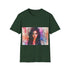 Charcoal crew neck cotton tee with vibrant Kim Kardashian watercolor design