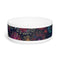 Vibrant ceramic 16oz pet bowl with colorful fireworks pattern.