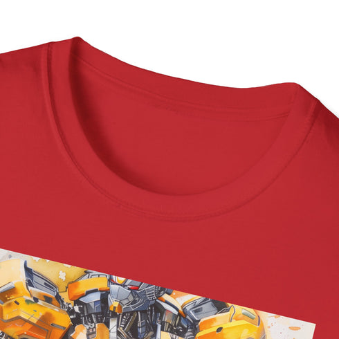 Vibrant charcoal cotton T-shirt featuring iconic Bumblebee showcasing bravery