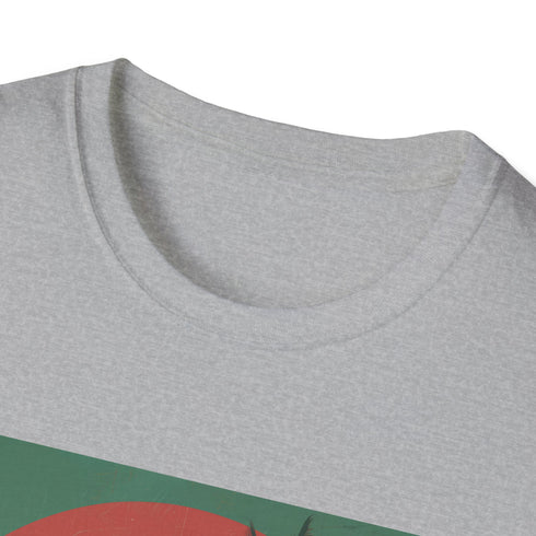 Palm Paradise Retro Sunset Escape Charcoal Tee, Cotton Crew Neck Regular Fit