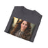 Charcoal crew neck cotton T-shirt featuring elegant Kate Middleton portrait design