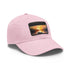 White cotton Fishermans Paradise Sunset Cap with light brown patch.