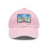 Empire State Building watercolor baseball cap, white with light brown patch.
