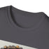 Charcoal steampunk t-shirt with intricate clockwork gears in breathable cotton fabric
