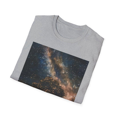 Charcoal cotton t-shirt with vibrant Milky Way painting regular fit