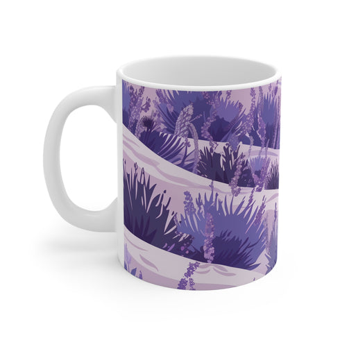 Lavender floral pattern coffee mug for serene mornings in 11oz size.