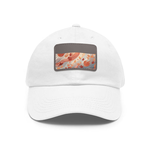 Autumn Bliss Patterned Baseball Cap in White with Leaf Design