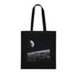 Earthrise Tote Bag in Black Cotton with Earth Graphic View.