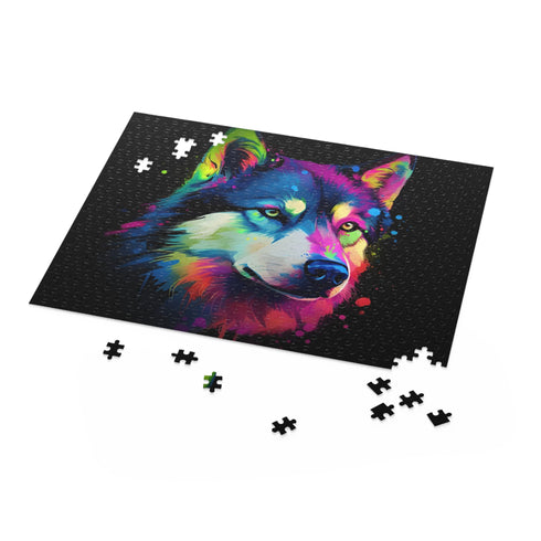 Fluffy husky puzzle with blue-eyed pup, perfect for dog lovers.