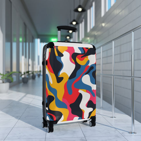 Bold abstract pattern black travel bags with seamless design for fashion-forward travelers
