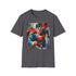 Charcoal crew neck Superman T-shirt with soft brushstroke painting evocative and bold