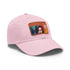 Neon watercolor baseball cap with light brown rectangle patch.