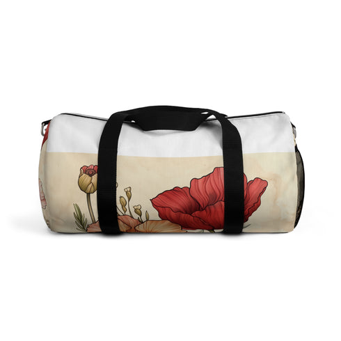Floral Print Small Duffel Bag - Hand-drawn, feminine travel accessory.