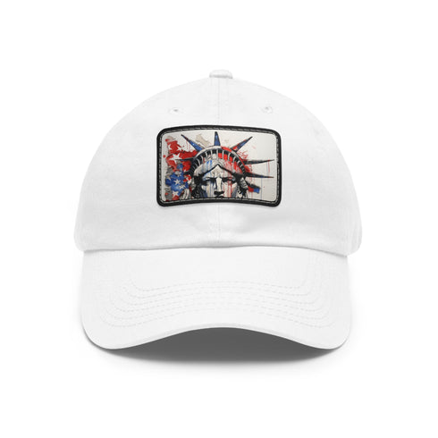 American flag baseball cap with unique line drawing splash design.