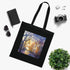 Whimsical Eiffel Tower watercolor tote bag in black cotton material.