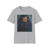 Charcoal crew neck cotton T-shirt with vibrant Rubeus Hagrid painting design