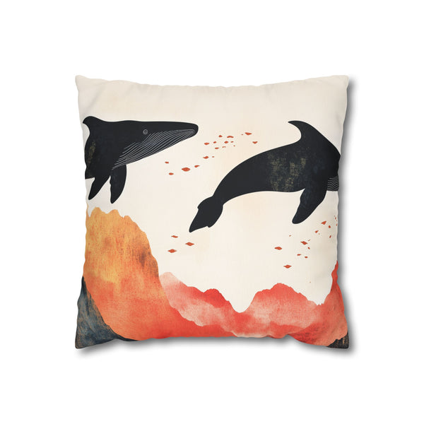 Sky Whales Swimming Through Mountains ā 40Ć40 Cushion Cover ā Front 40Ć40 cm Square Cushion View