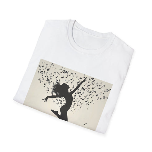 Dancer's silhouette t-shirt, charcoal color, DTG design, unisex fit.