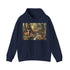 Enchanting forest scene hoodie in navy, size small, for adventurers.