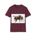 Charcoal crew neck cotton tee with vibrant bumblebee watercolor design