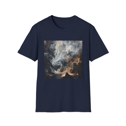 Abstract charcoal smoke art t-shirt, regular fit, unisex, DTG printed.