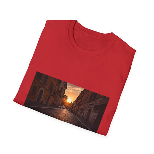 Charcoal cotton crew neck t-shirt with golden hour Rome design