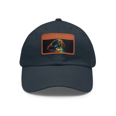 Neon watercolor baseball cap with light brown rectangle patch.