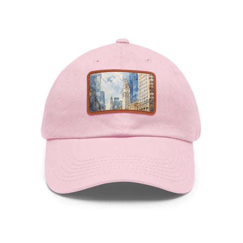 Chicago Skyline Splatter Cap in White with Light Brown Patch
