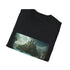Charcoal cotton crew neck T-shirt featuring vibrant Atlantis-themed design