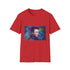 Vibrant charcoal Elon Musk t-shirt with watercolor neon design cotton crew neck