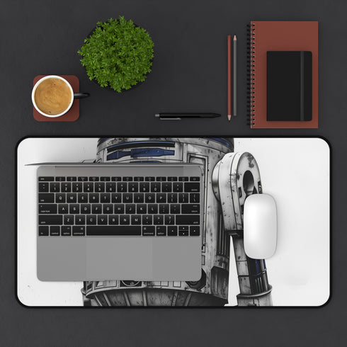 Neon jungle desk mat with vibrant tropical leaves and palm trees.